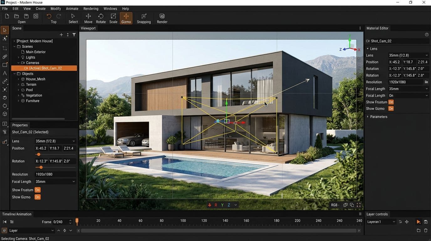 Настройка камеры в 3D-софте — ракурс и фокус